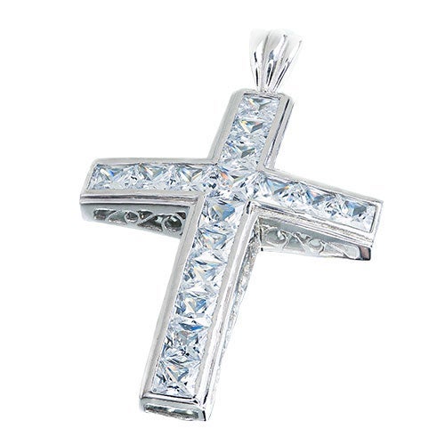 Sterling silver cz cross outlet necklace